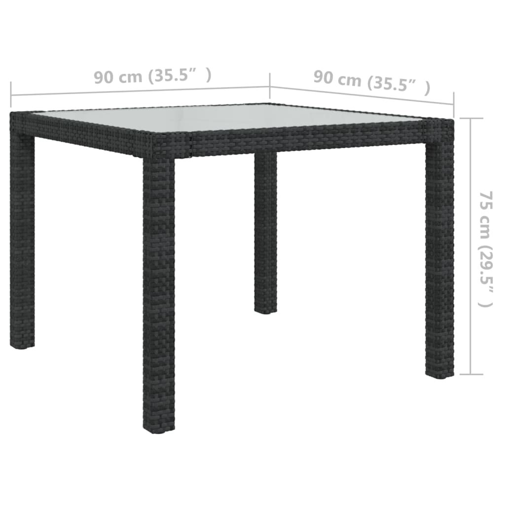 vidaXL udendørs spisebordssæt 3 dele med hynder polyrattan sort