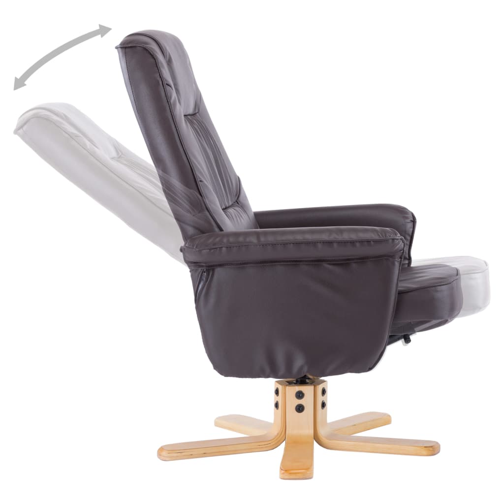vidaXL lænestol med fodstøtte brun kunstlæder