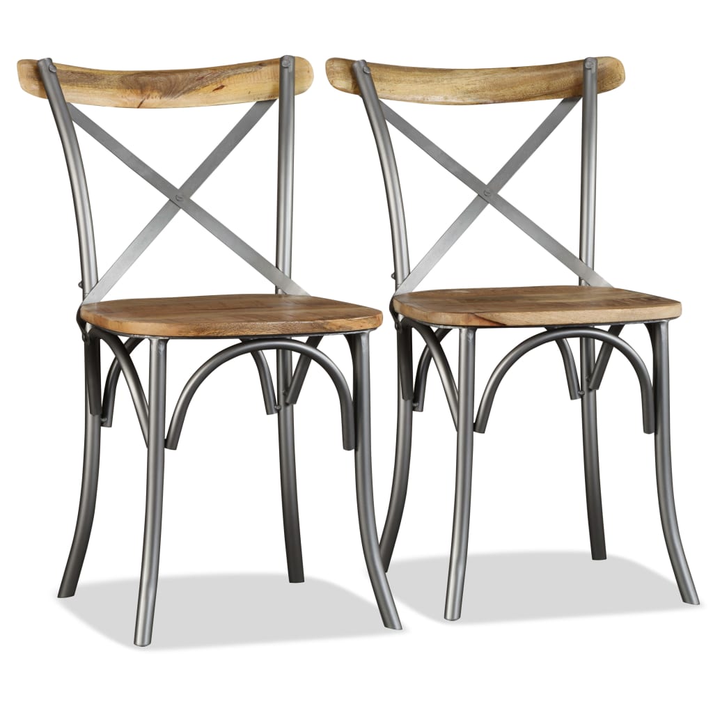 vidaXL spisebordsstole 6 stk. massivt mangotræ og stål krydsryglæn
