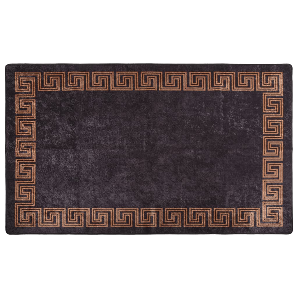 vidaXL gulvtæppe 120x180 cm skridsikkert og vaskbart sort og guld