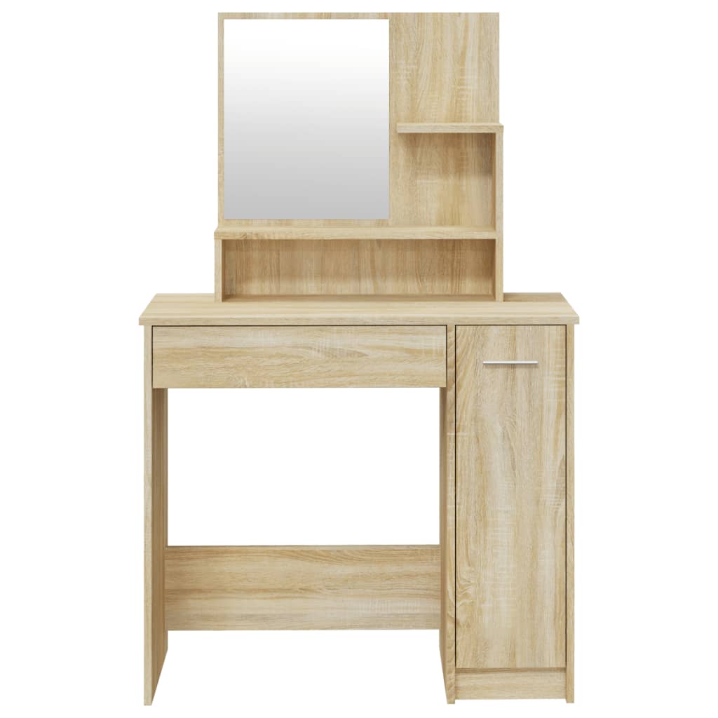 vidaXL makeupbord med spejl 86,5x35x136 cm sonoma-eg