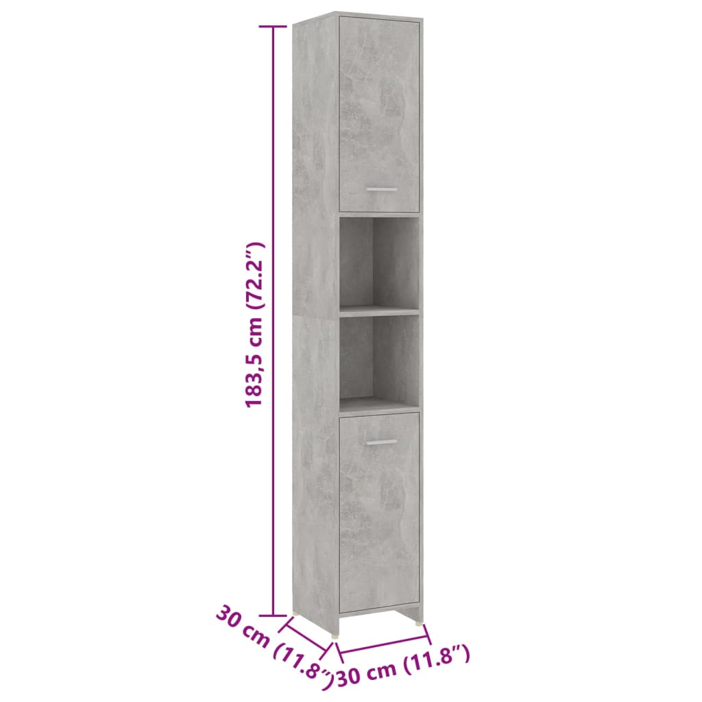 vidaXL badeværelsesmøbelsæt 4 dele spånplade betongrå