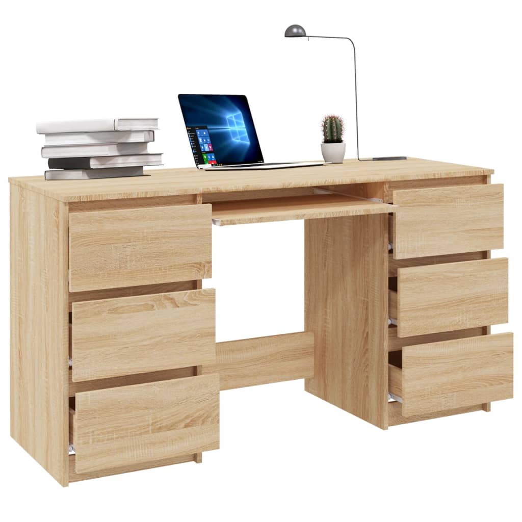vidaXL skrivebord 140x50x77 cm konstrueret træ sonoma-eg