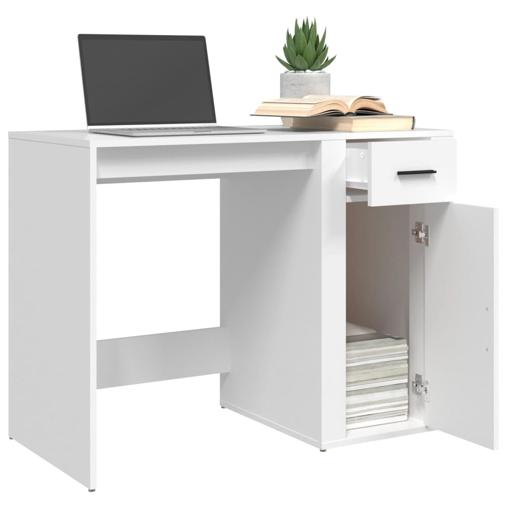 vidaXL skrivebord 100x49x75 cm konstrueret træ hvid