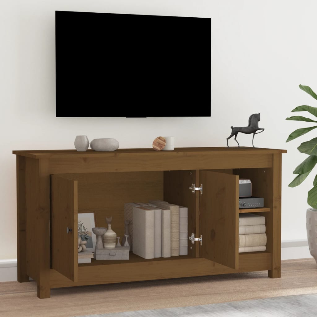 vidaXL tv-bord 103x36,5x52 cm massivt fyrretræ gyldenbrun