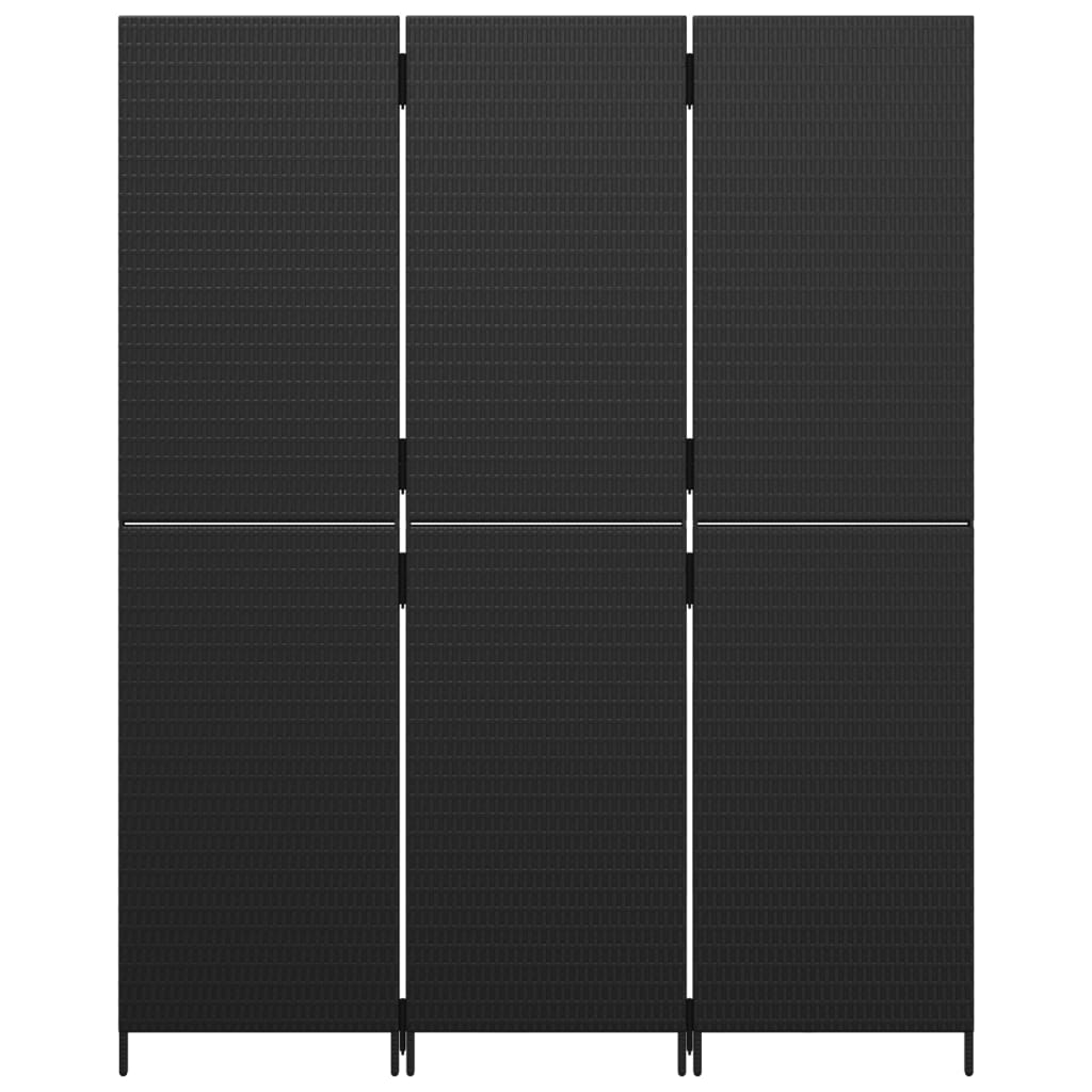 vidaXL rumdeler 3 paneler polyrattan sort