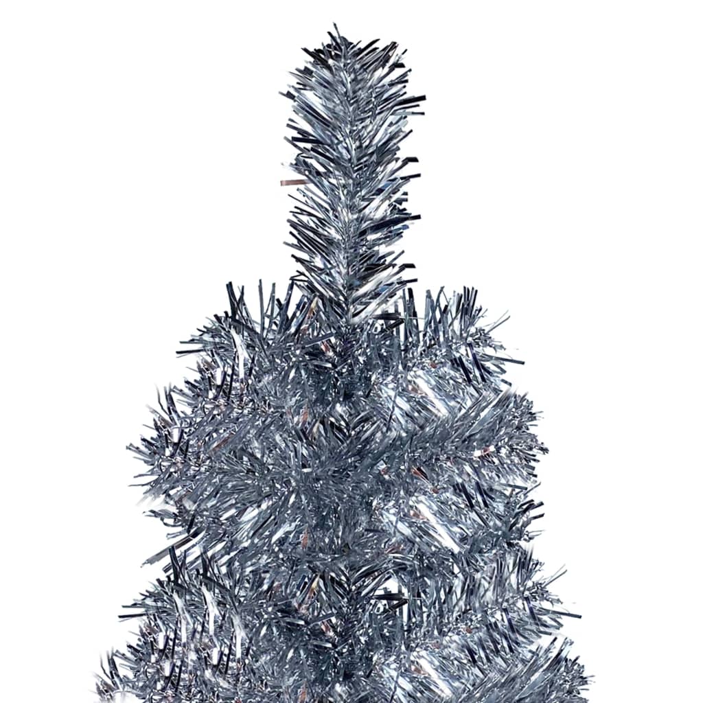 vidaXL smalt juletræ med LED-lys og kuglesæt 120 cm sølvfarvet