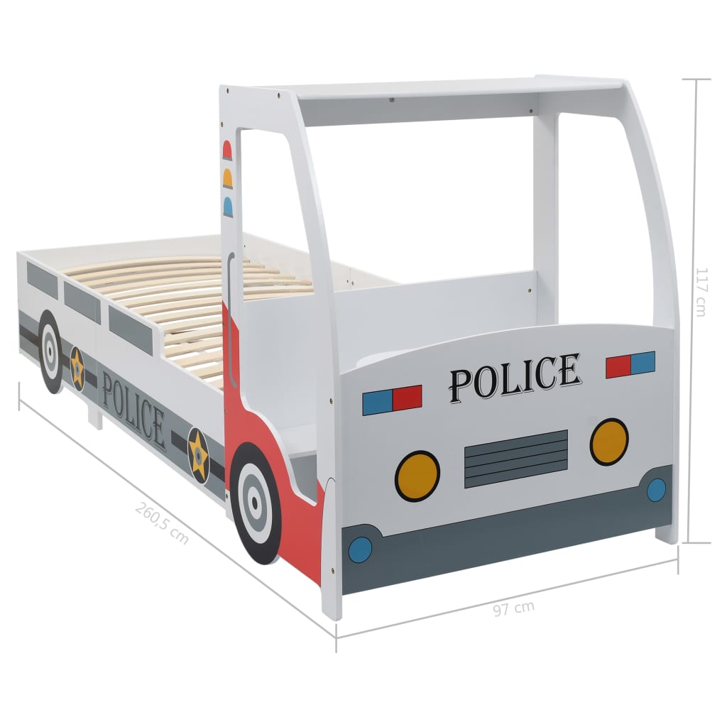 vidaXL børneseng politibil madras i memoryskum 90 x 200 cm