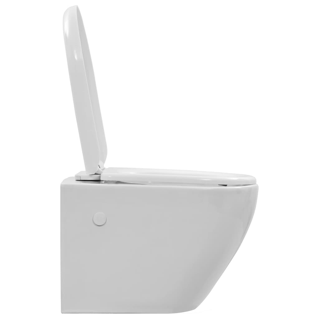 vidaXL væghængt toilet uden kant keramik hvid