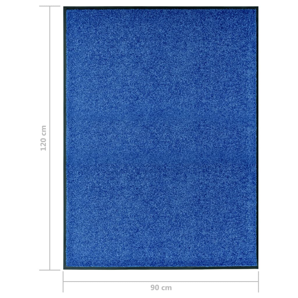 vidaXL vaskbar dørmåtte 90x120 cm blå