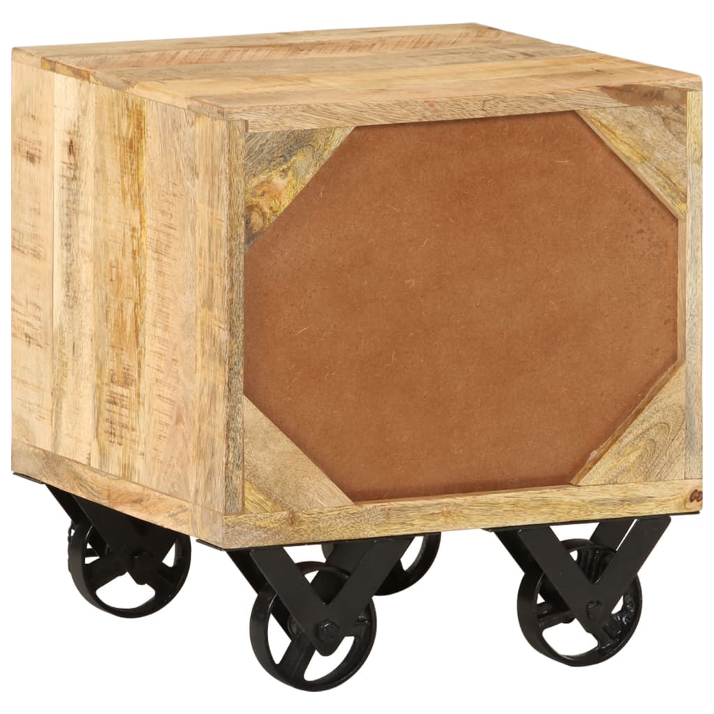 vidaXL sidebord med skuffe og hjul i massivt mangotræ 40 x 40 x 45 cm