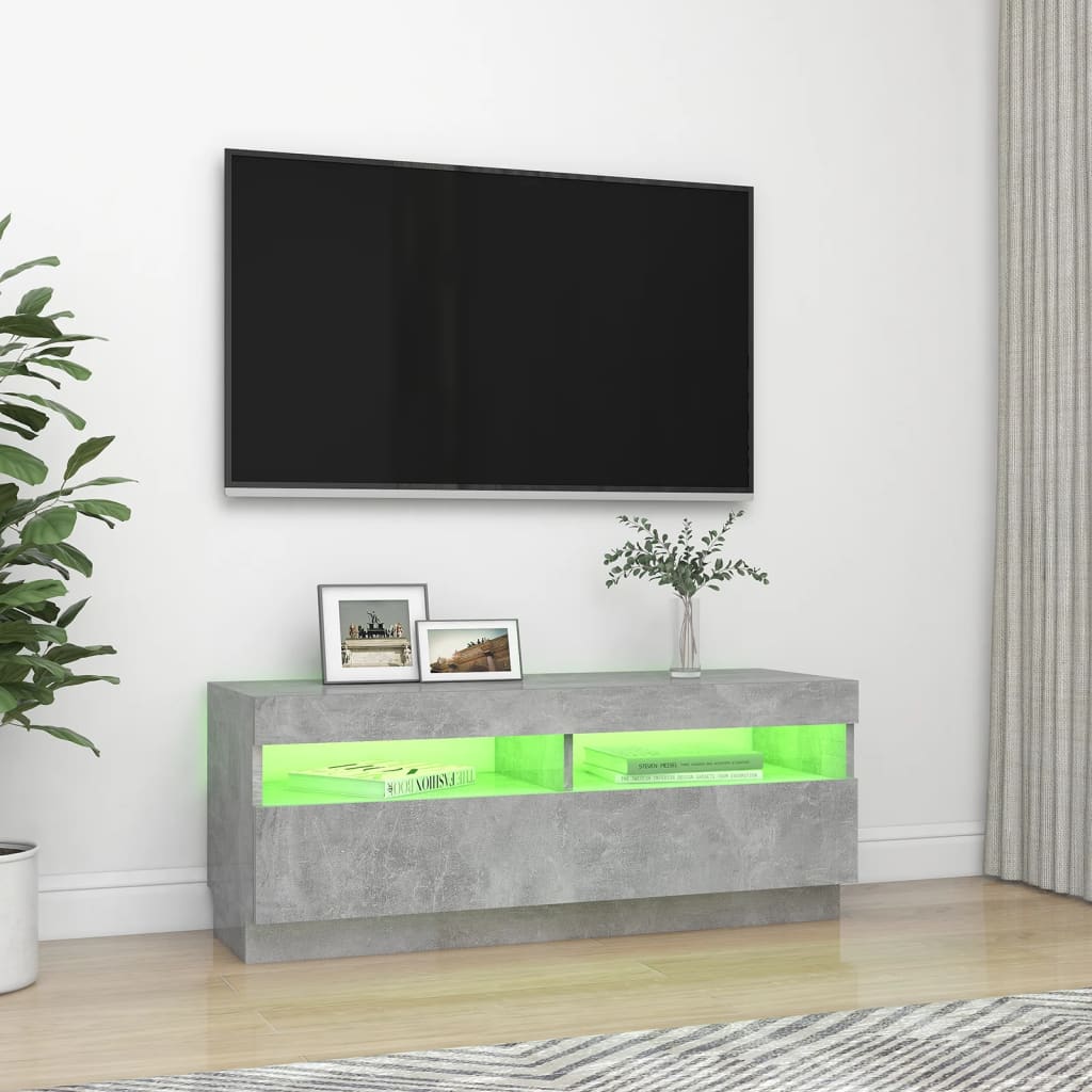 vidaXL tv-bord med LED-lys 100x35x40 cm betongrå