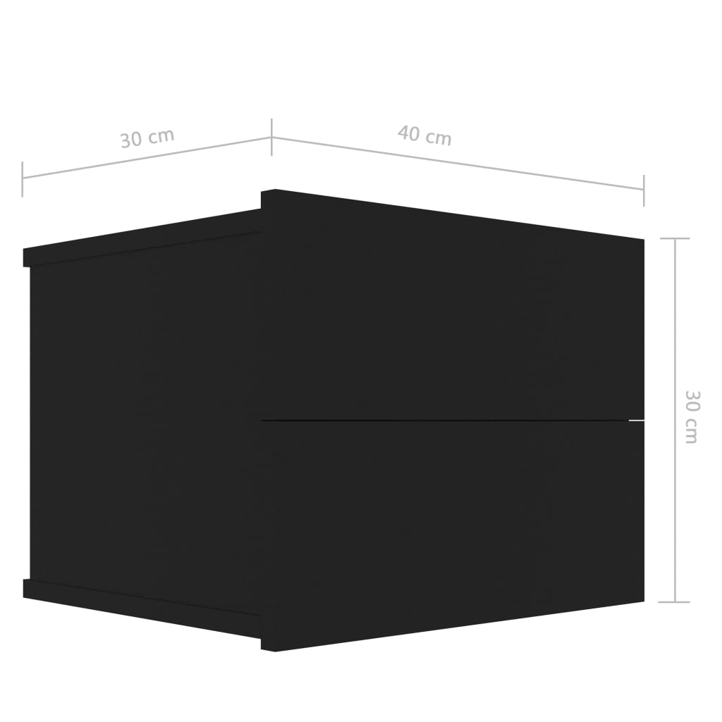 vidaXL sengeskabe 2 stk. 40x30x30 cm spånplade sort