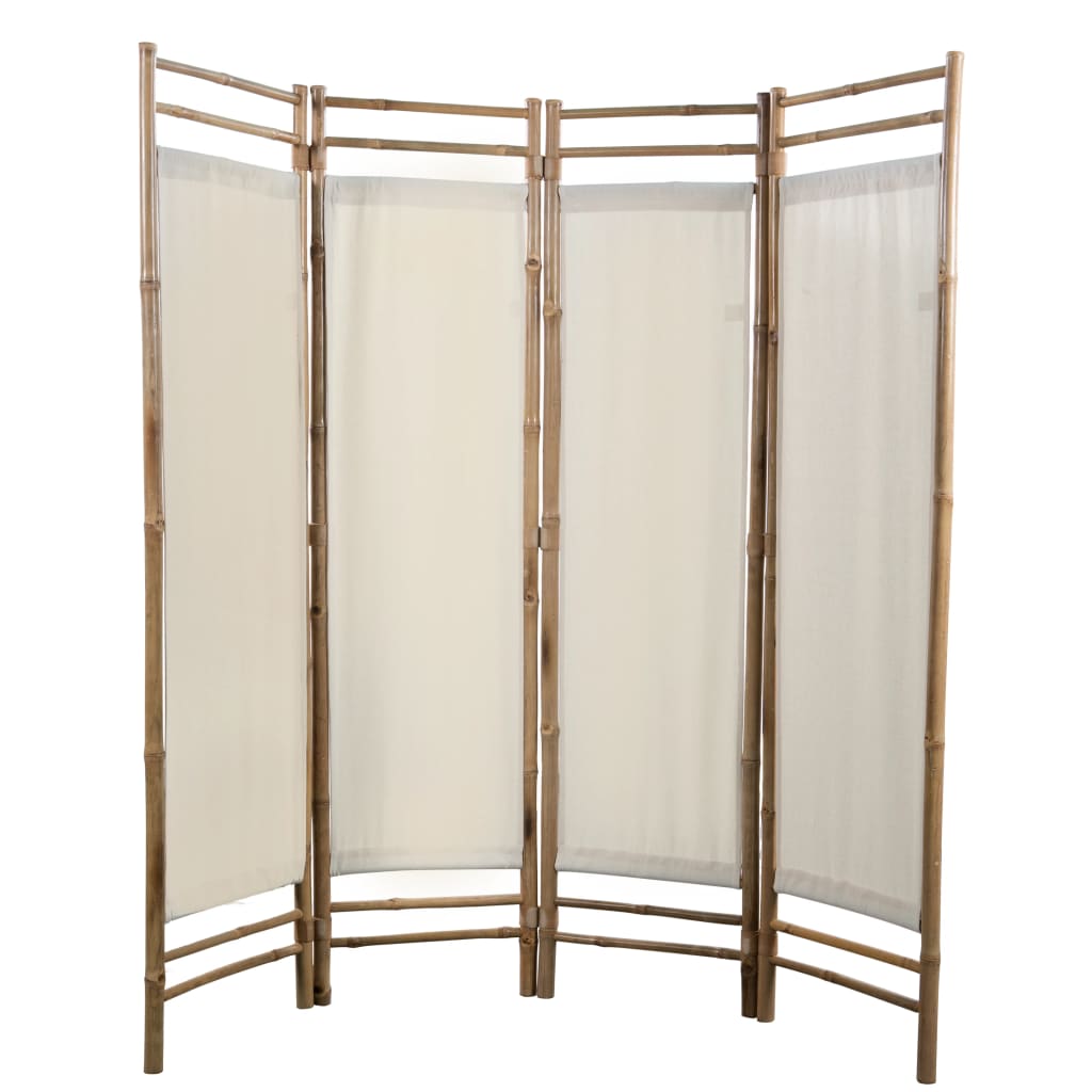 vidaXL foldbar 4-panels rumdeler bambus og kanvas 160 cm