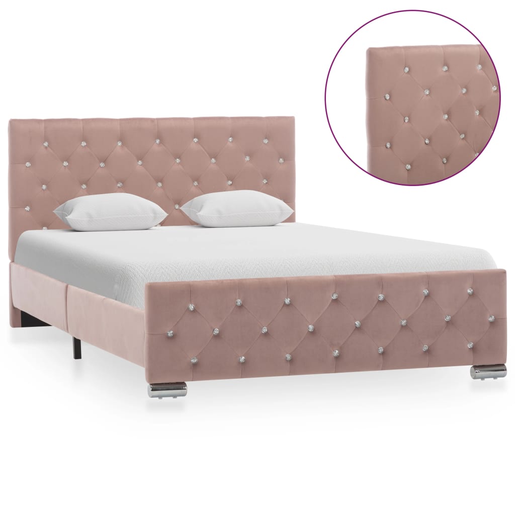 vidaXL sengestel 120x200 cm fløjl lyserød