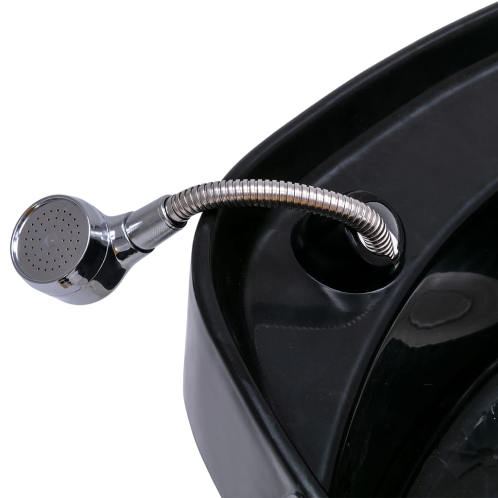 vidaXL frisørstol med vask 129x59x82 cm kunstlæder hvid og sort