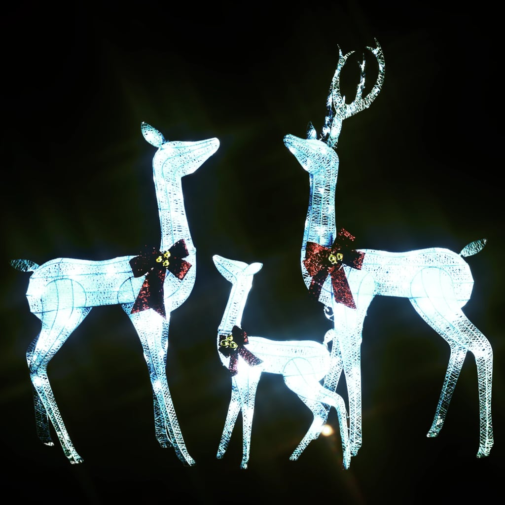 vidaXL rensdyrfamilie 201 LED'er juledekoration hvid og sølvfarvet