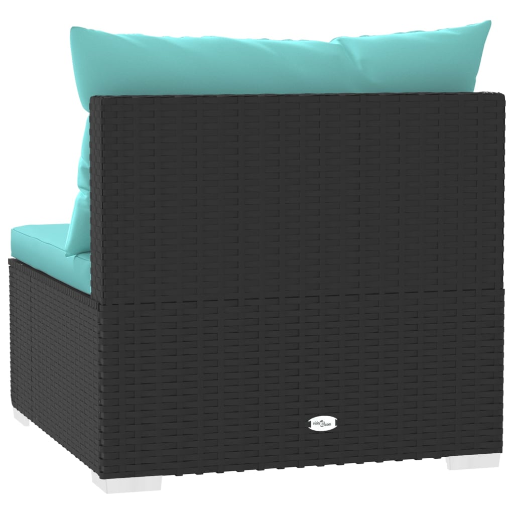 vidaXL 4-personers sofa med hynder polyrattan sort