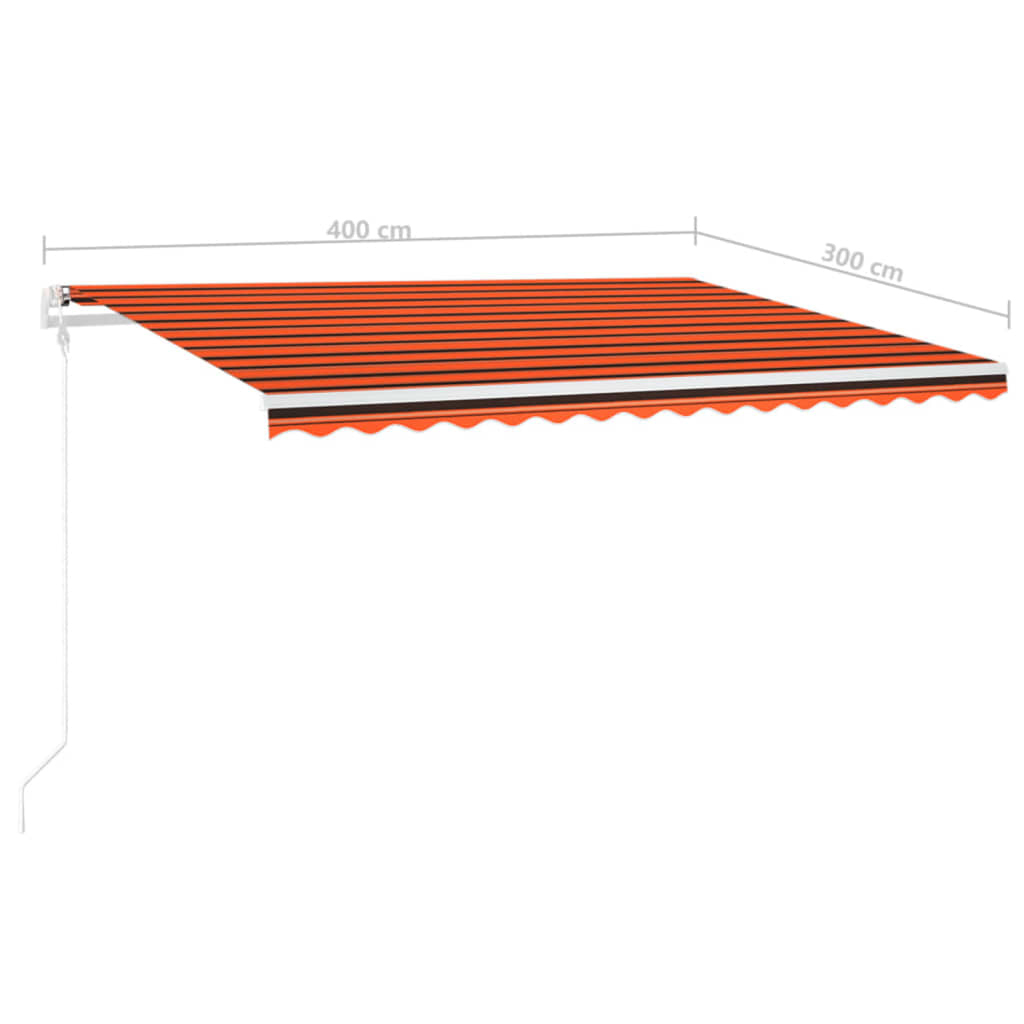 vidaXL markise m. stolper 4x3 m manuel betjening orange og brun
