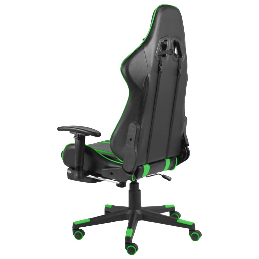 vidaXL drejelig gamingstol med fodstøtte PVC grøn