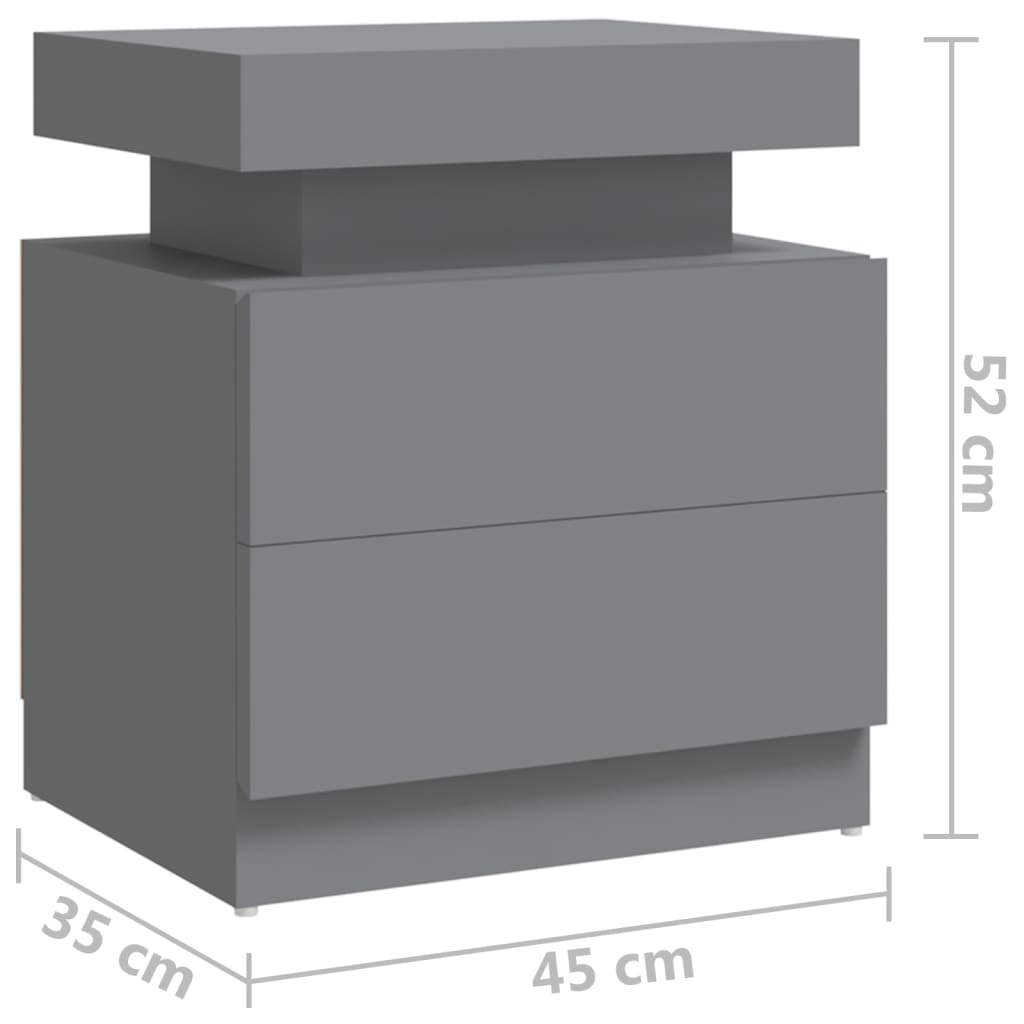 vidaXL sengebord 45x35x52 cm spånplade grå