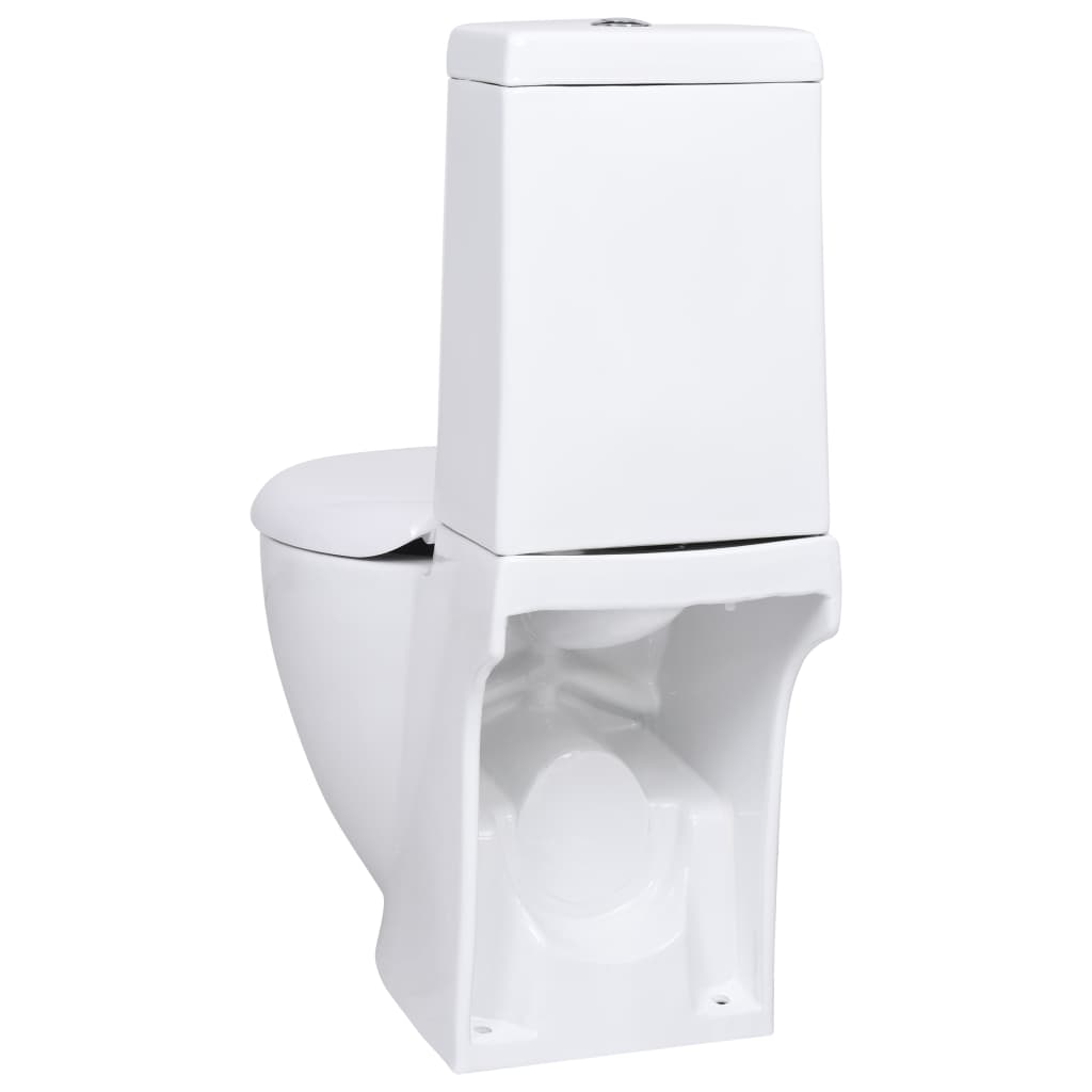 vidaXL keramisk toilet med rund bund afløb i bunden hvid