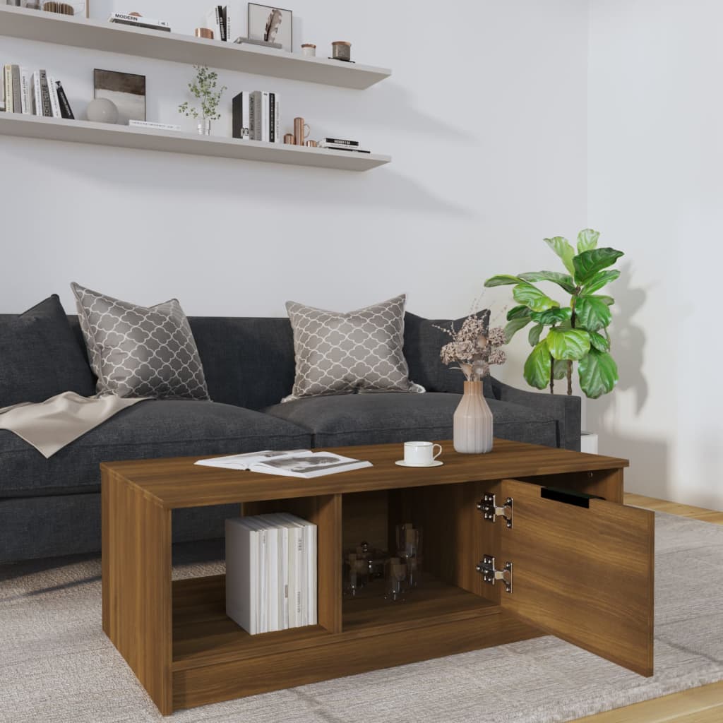 vidaXL sofabord 102x50x36 cm konstrueret træ brun egetræsfarve