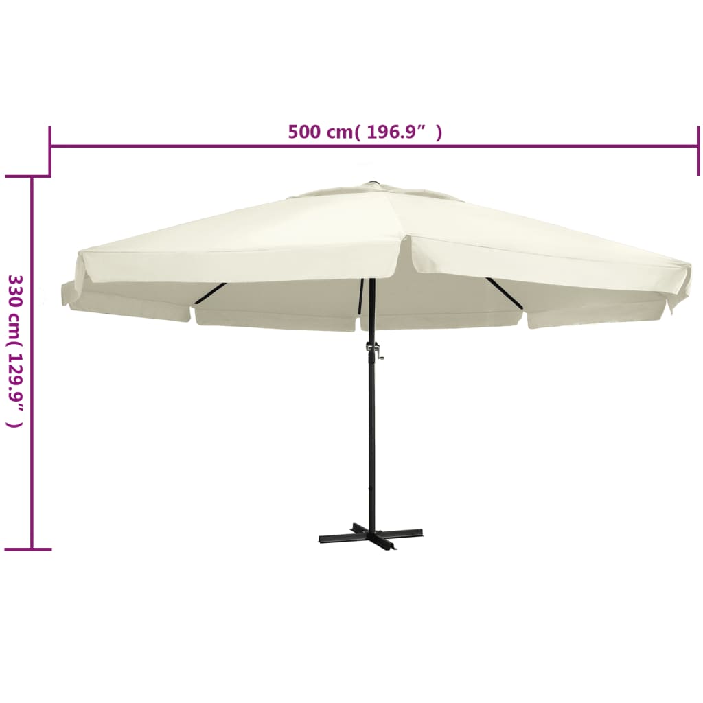 vidaXL udendørs parasol med aluminiumsstang 600 cm sandfarvet