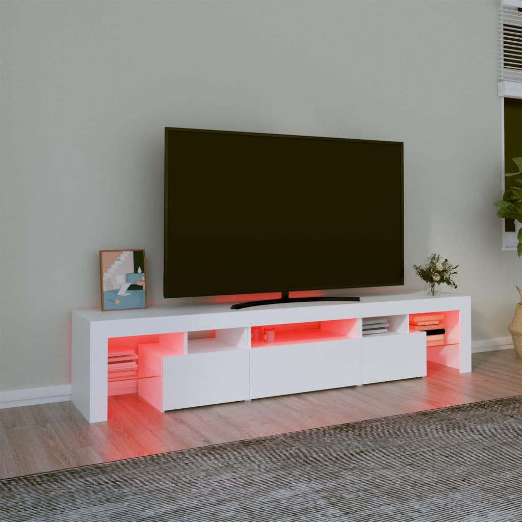 vidaXL tv-skab med LED-lys 200x36,5x40 cm hvid