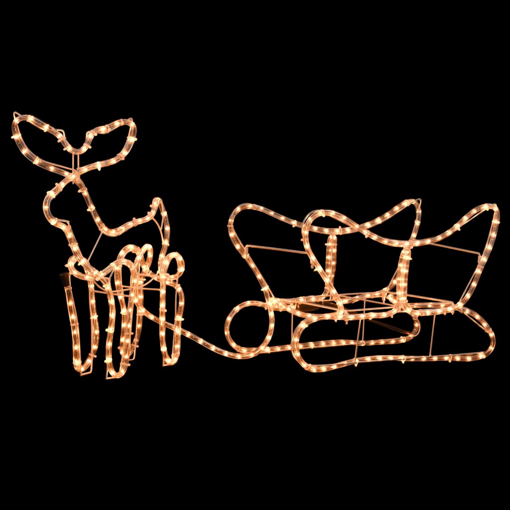 vidaXL julelys-opstilling med rensdyr og slæde 110x24x47 cm