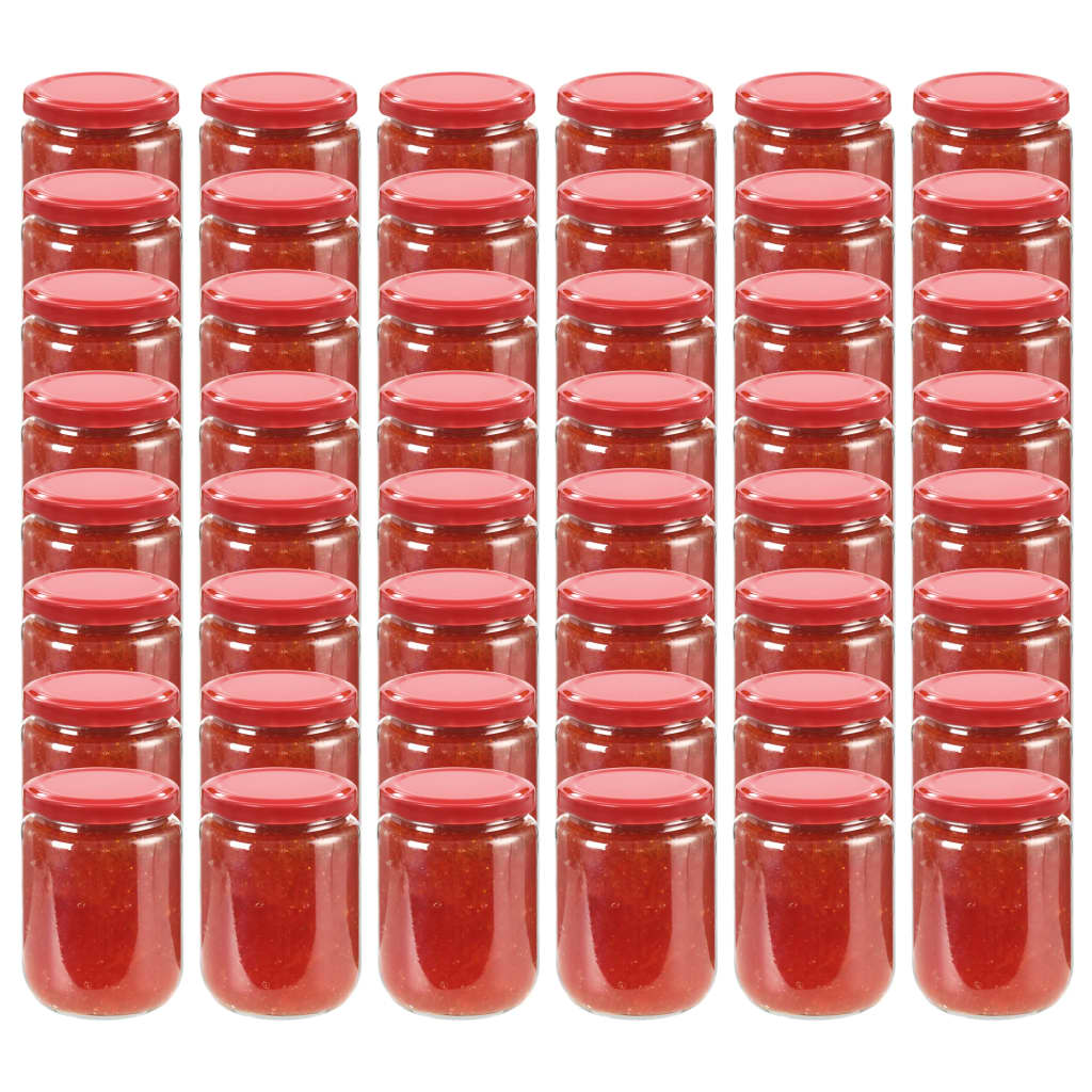 vidaXL syltetøjsglas 48 stk. med røde låg 230 ml