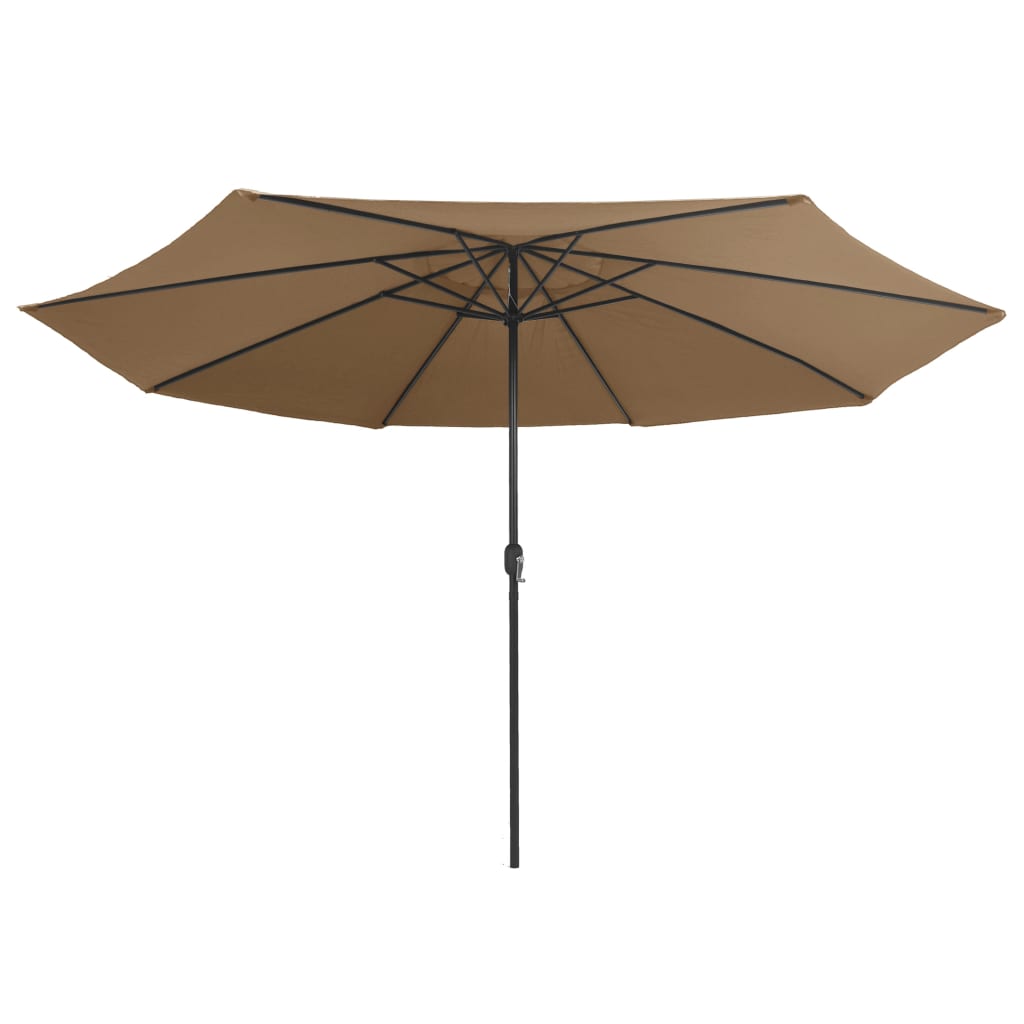 vidaXL udendørs parasol med metalstang 400 cm gråbrun