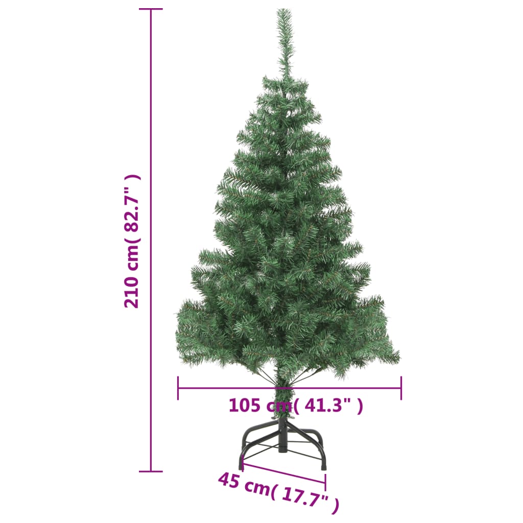 vidaXL kunstigt juletræ med stålfod 210 cm 910 grene