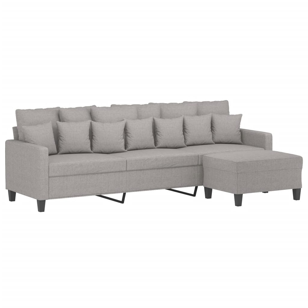 vidaXL 3-personers sofa med fodskammel 210 cm stof Lysegrå
