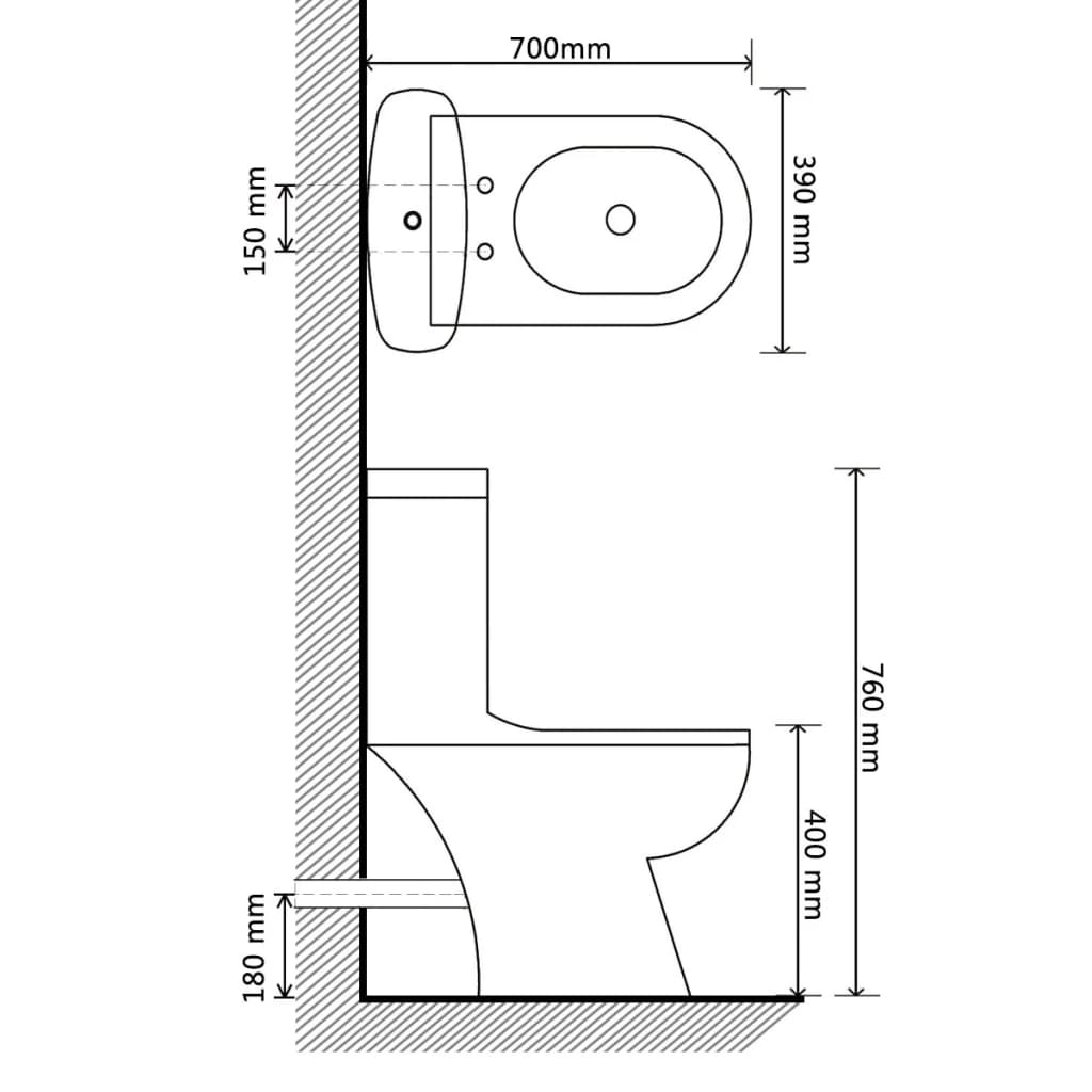 vidaXL toilet med cisterne sort