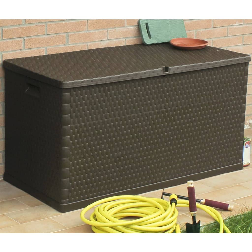 vidaXL udendørs opbevaringkasse 120x56x63 cm polyrattan brun