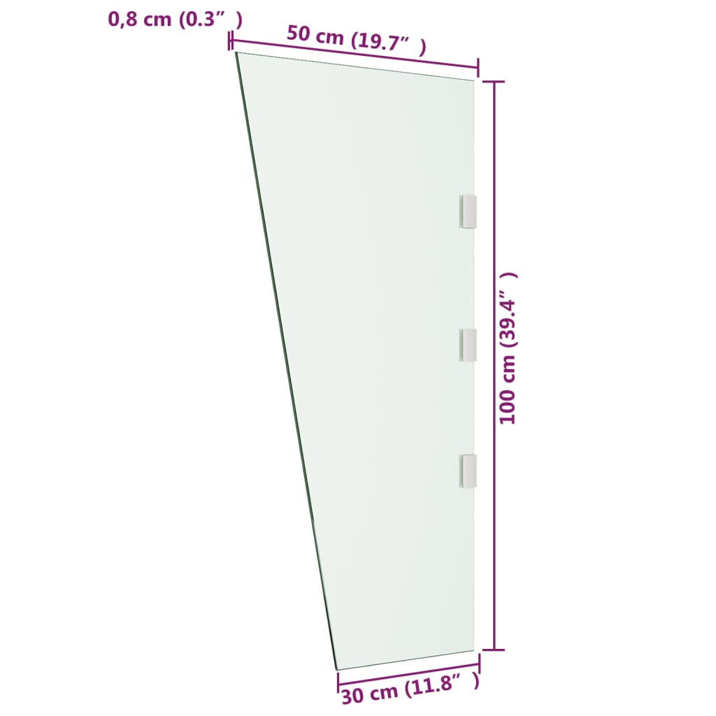 vidaXL sidepanel til dørbaldakin 50x100 cm hærdet glas transparent