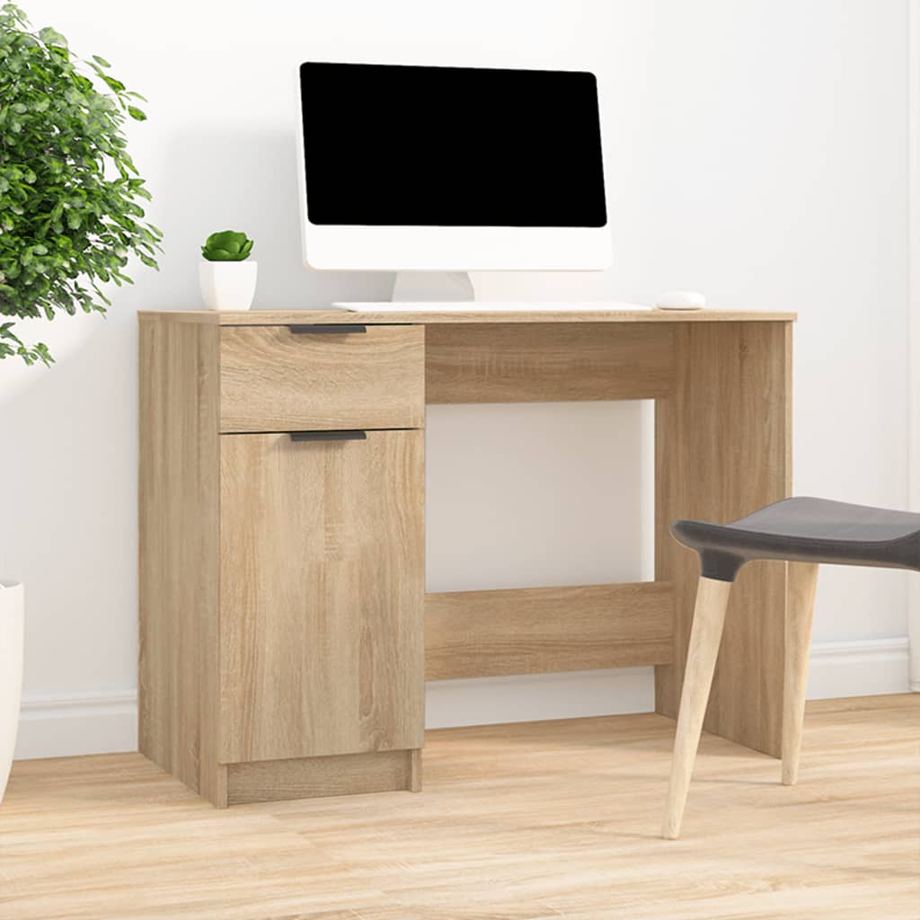 vidaXL skrivebord 100x50x75 cm konstrueret træ sonoma-eg