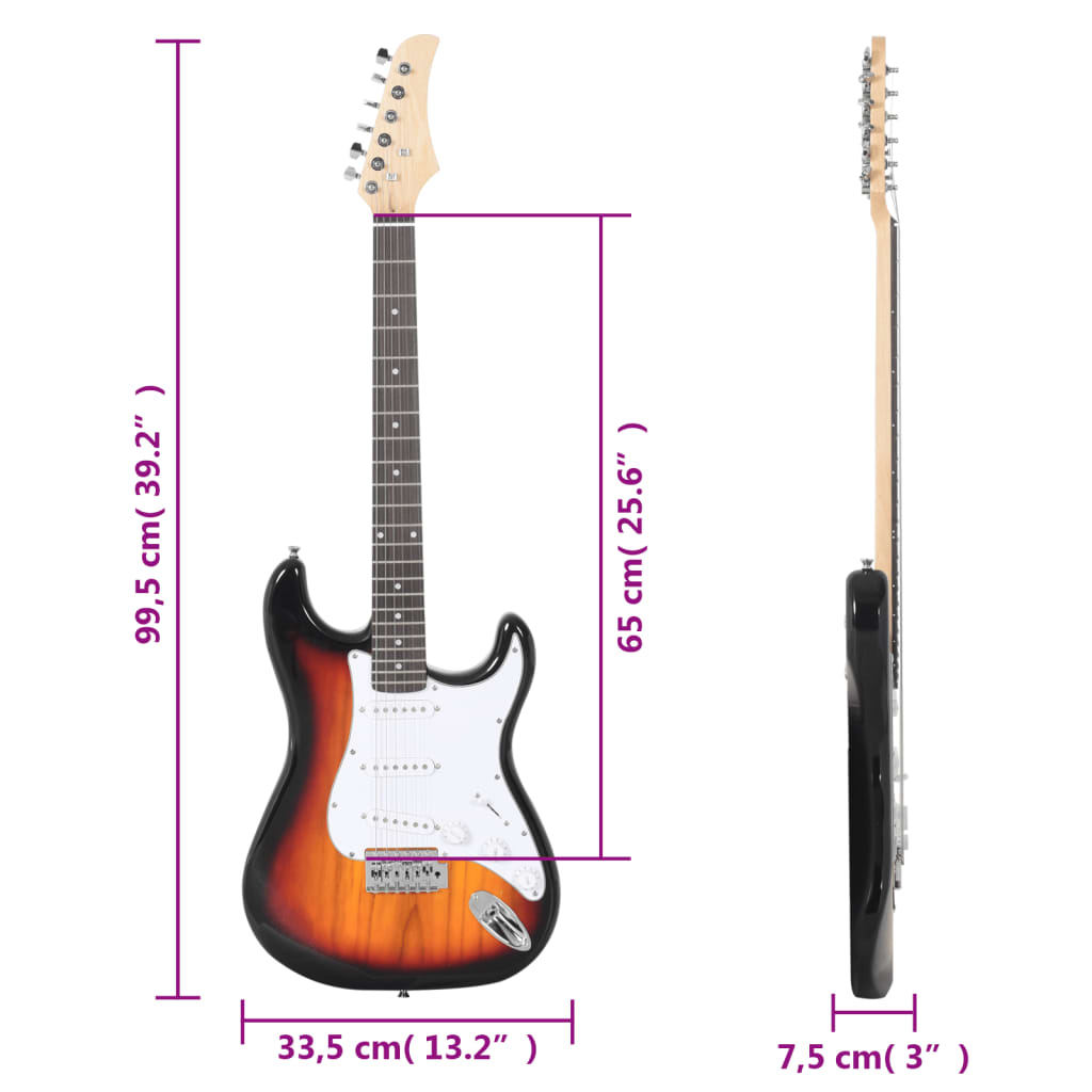 vidaXL elektrisk guitar til begyndere inkl. taske 4/4 39" brun hvid