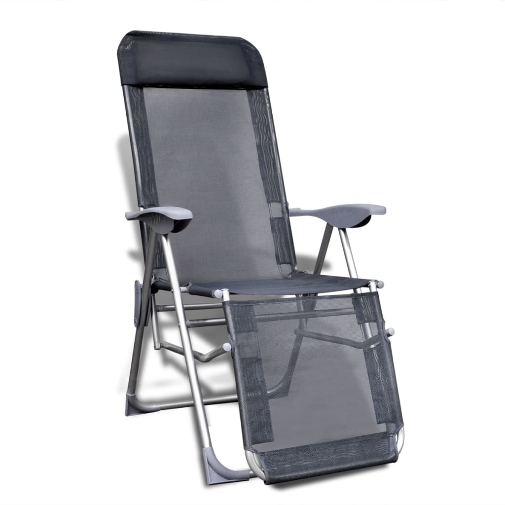 vidaXL foldbare havestole 2 stk. aluminium og textilene grå