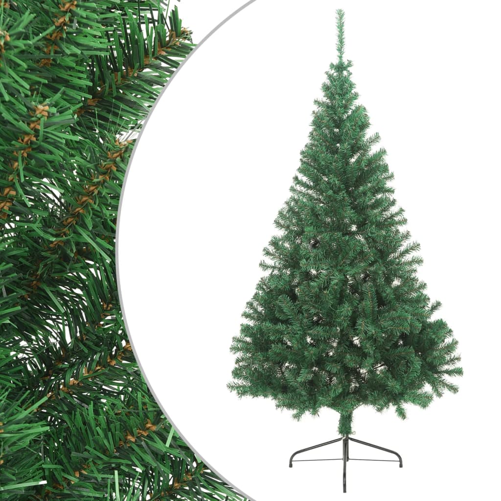 vidaXL kunstigt halvt juletræ med juletræsfod 210 cm PVC grøn