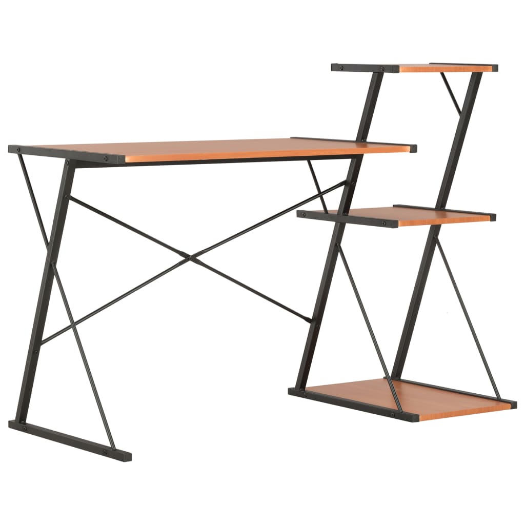 vidaXL skrivebord med hylde 116 x 50 x 93 cm sort og brun