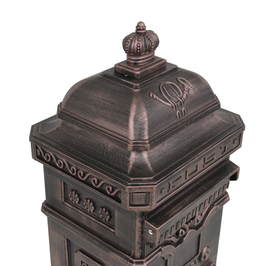 vidaXL søjlepostkasse i aluminium vintagestil rustbestandig bronzefarvet