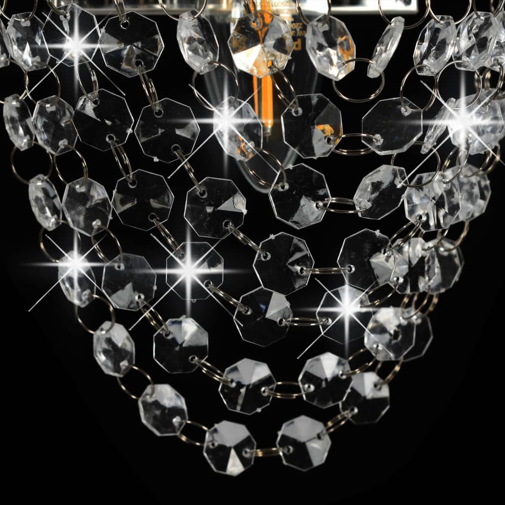 vidaXL væglampe med krystalperler oval E14-pære sølvfarvet