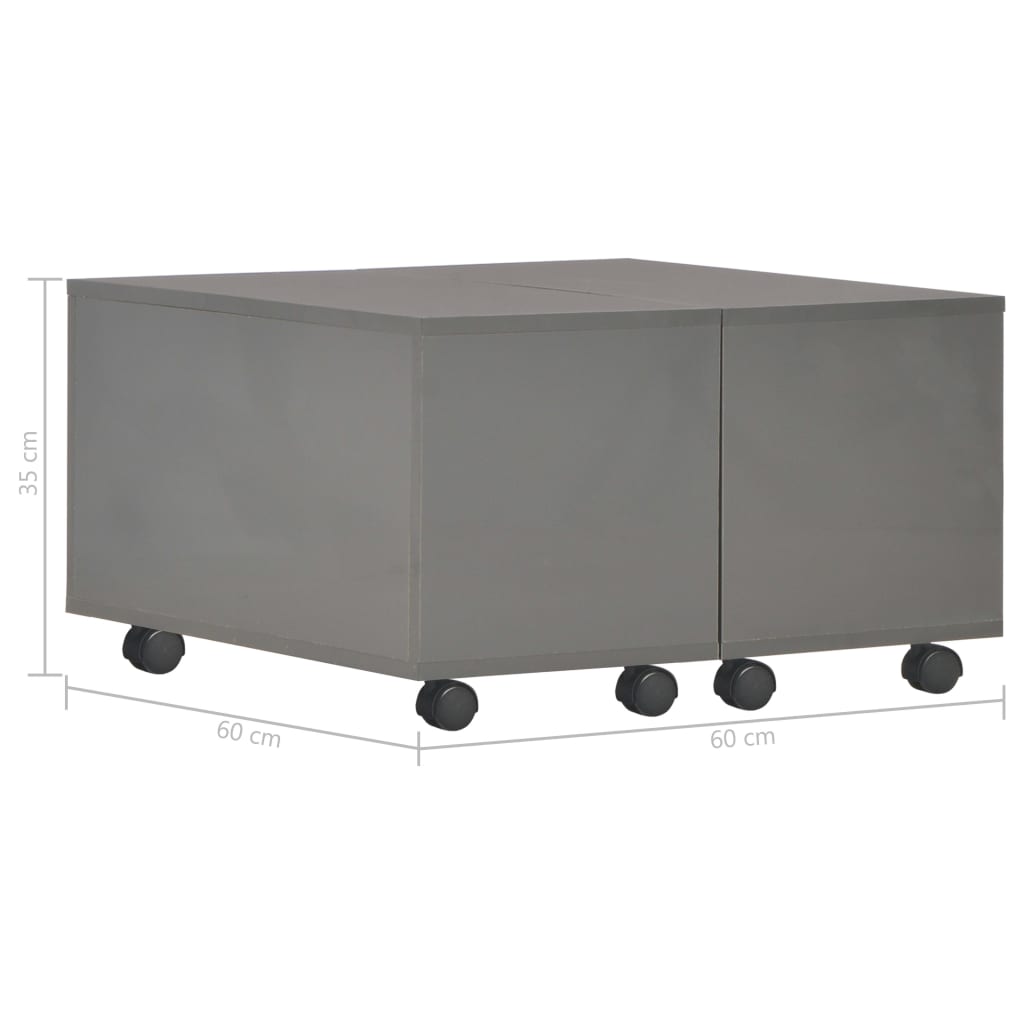 vidaXL sofabord 60x60x35 cm spånplade grå højglans