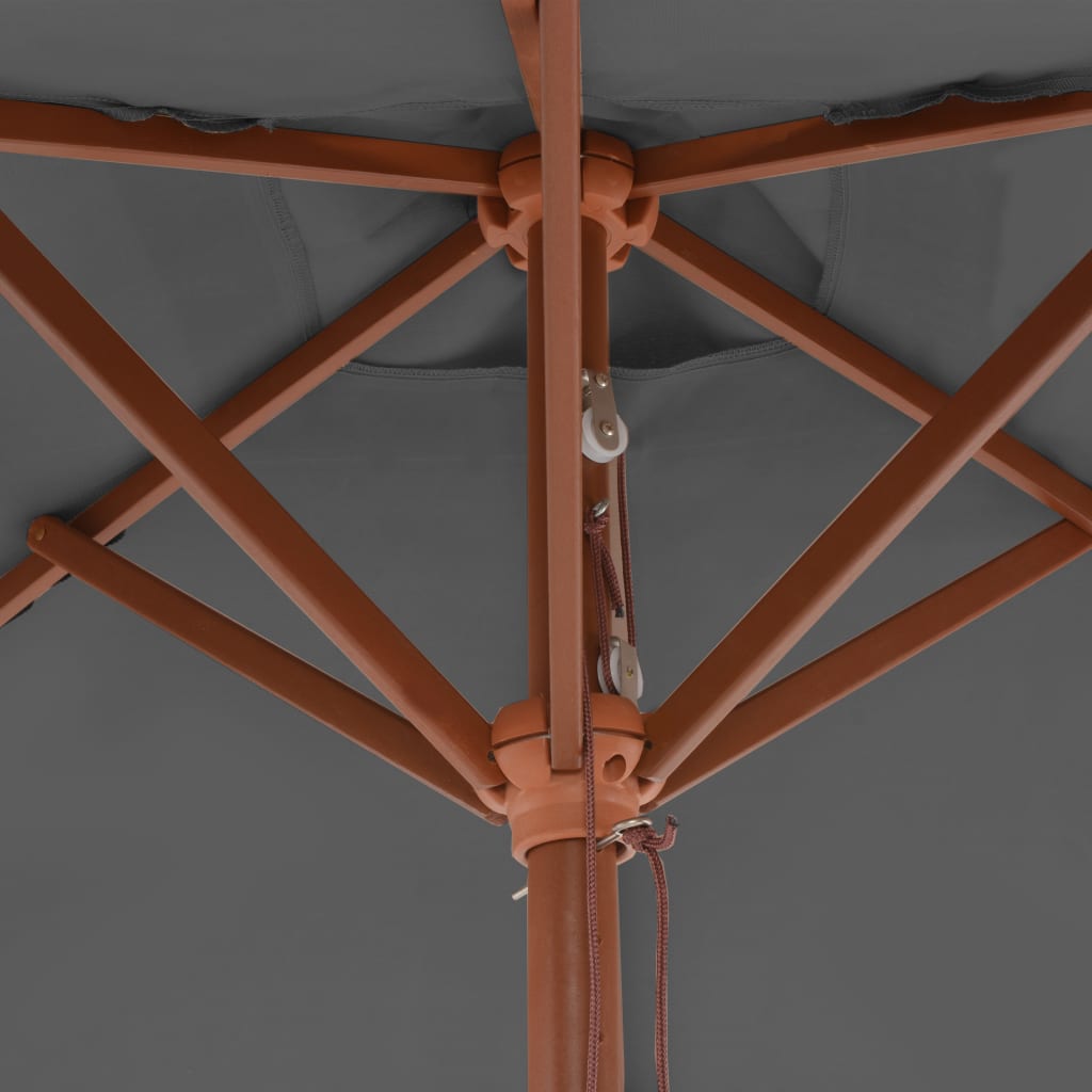 vidaXL udendørs parasol med træstang 150 x 200 cm antracitgrå