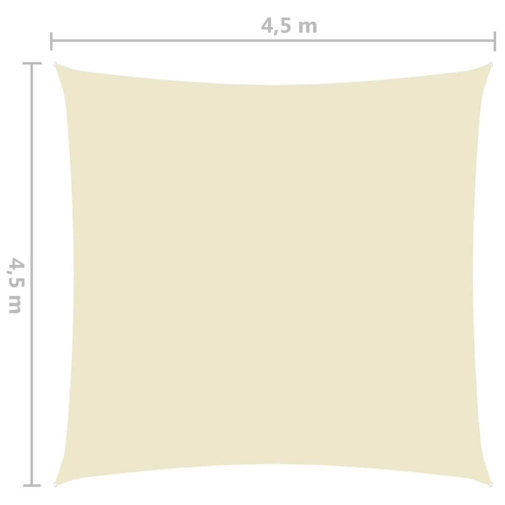 vidaXL solsejl 4,5x4,5 m firkantet oxfordstof cremefarvet