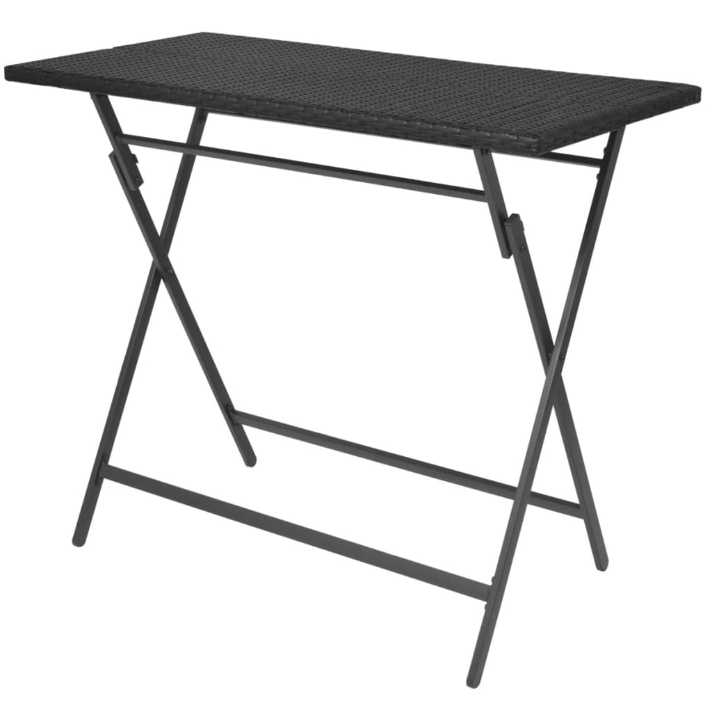 vidaXL foldbart udendørs spisebordssæt 7 dele stål polyrattan sort