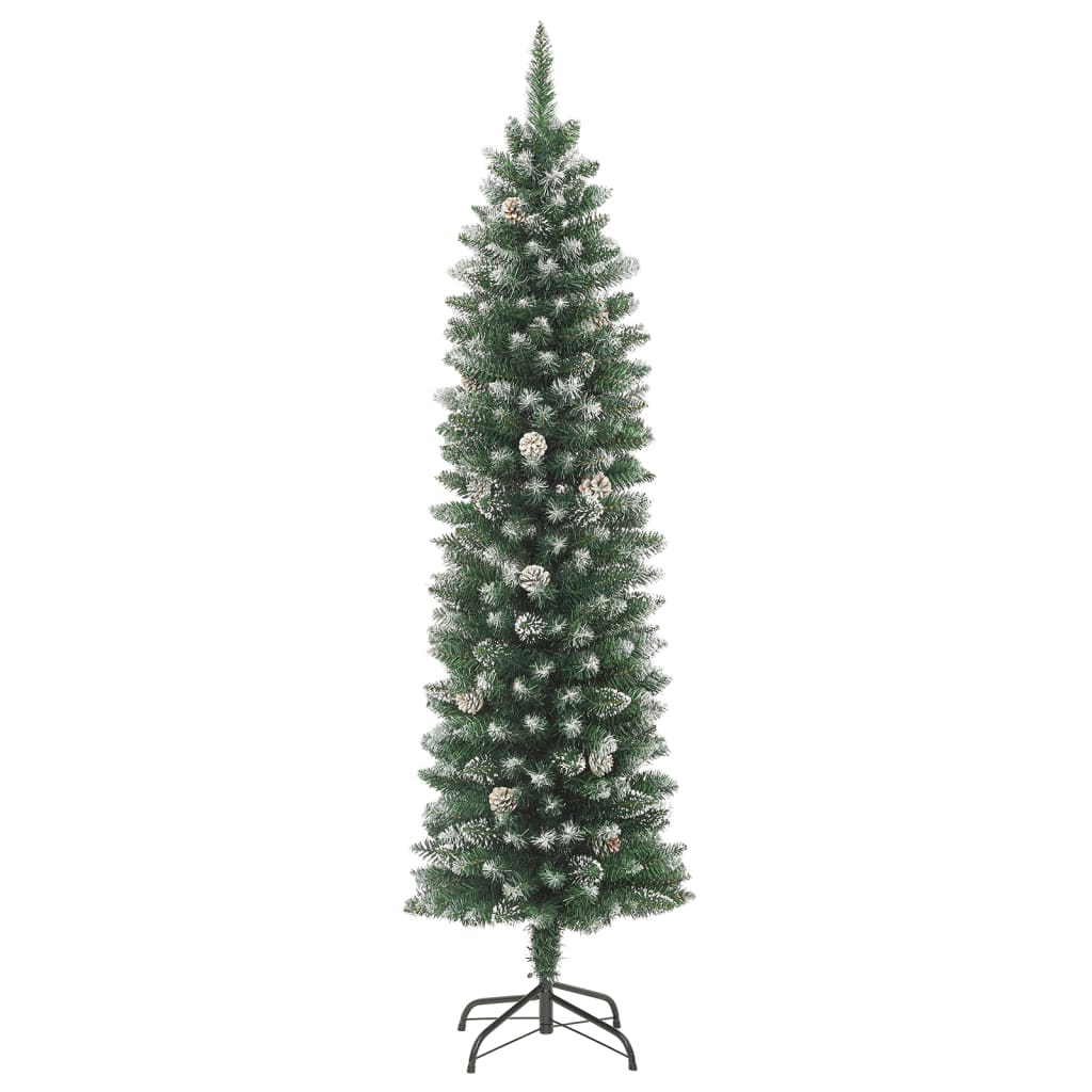 vidaXL kunstigt smalt juletræ med juletræsfod 210 cm PVC