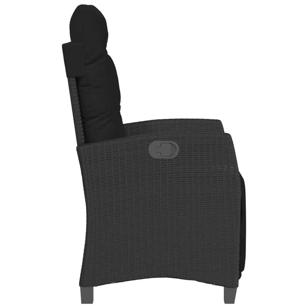 vidaXL havestol med justerbart ryglæn og fodstøtte polyrattan sort